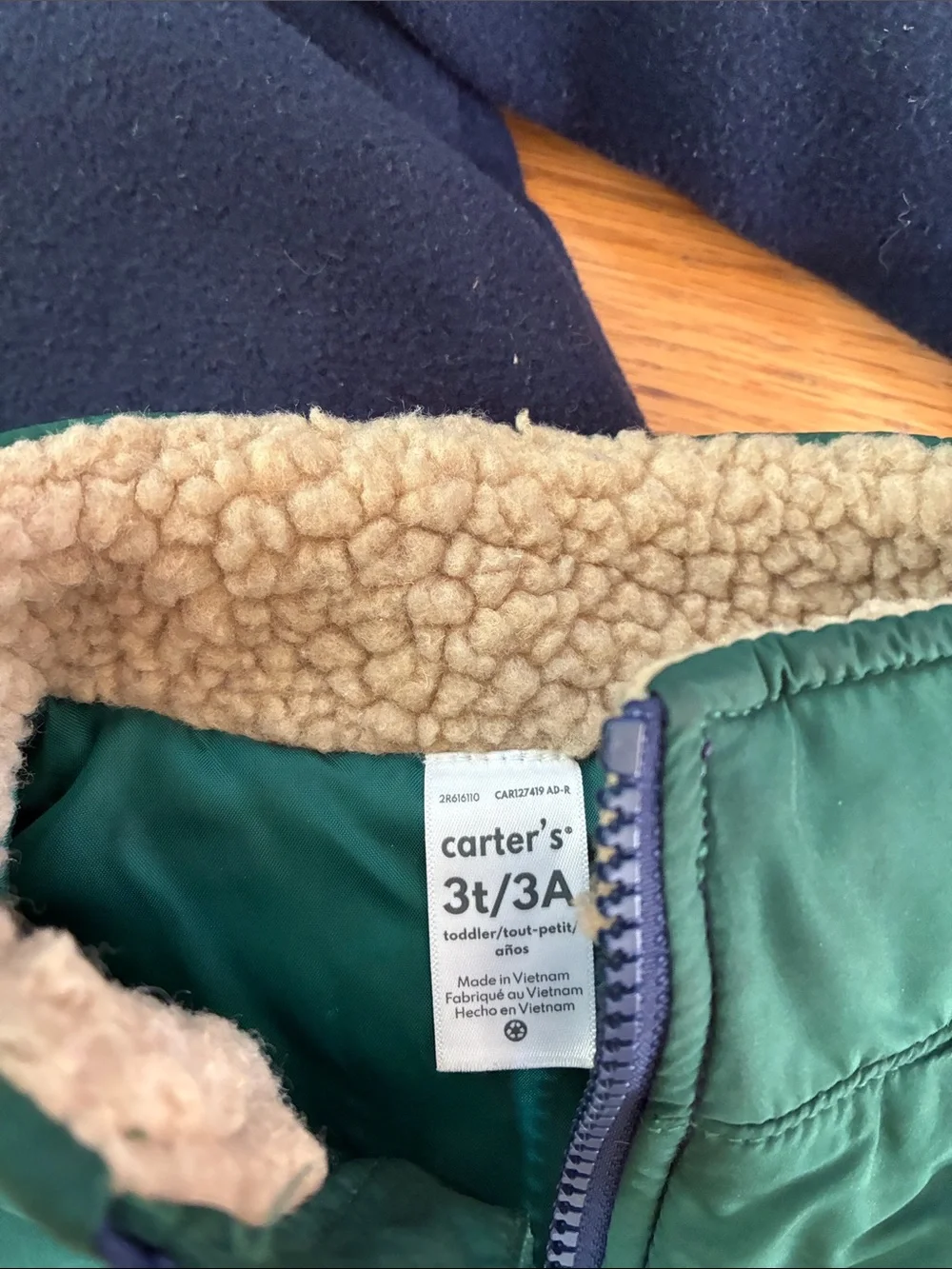 OshKosh B'gosh Navy Hooded Duffle Coat with Blue, Green & Orange Puffer Vest